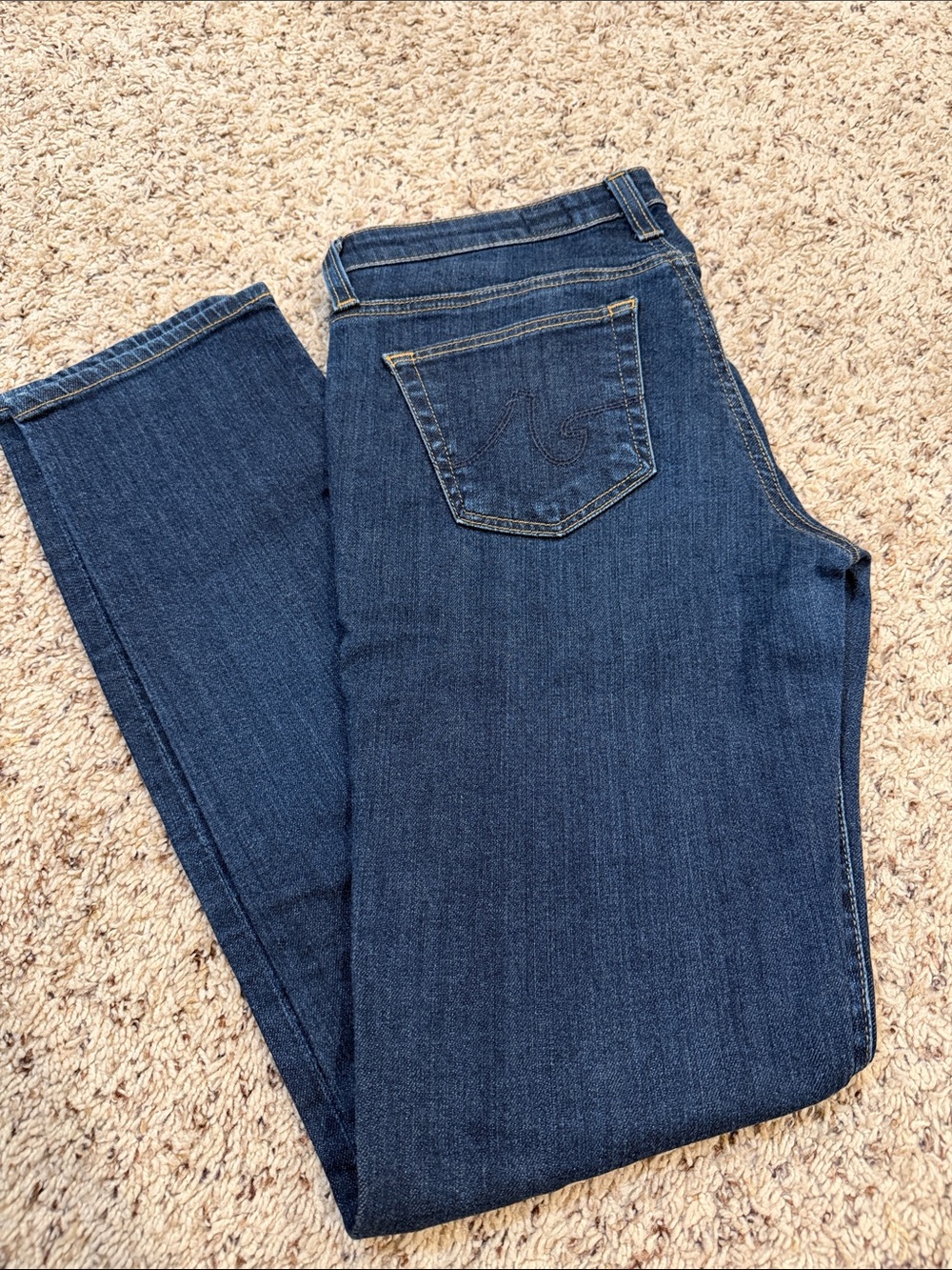 Ag Adriano Goldschmied Dark Blue Straight Leg Jeans